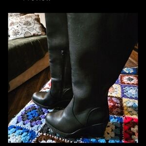 ZODIAC, black wedge boots